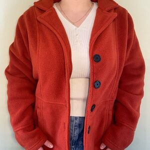 Rust Orange Button-Up Coat